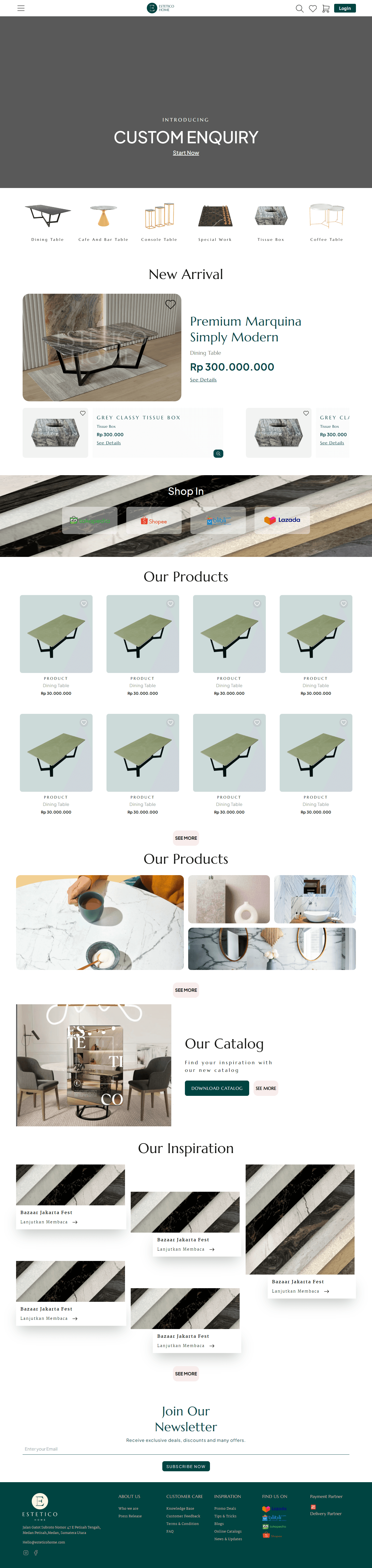 Custom client request: Dining Tables e-commerce website (desktop version)