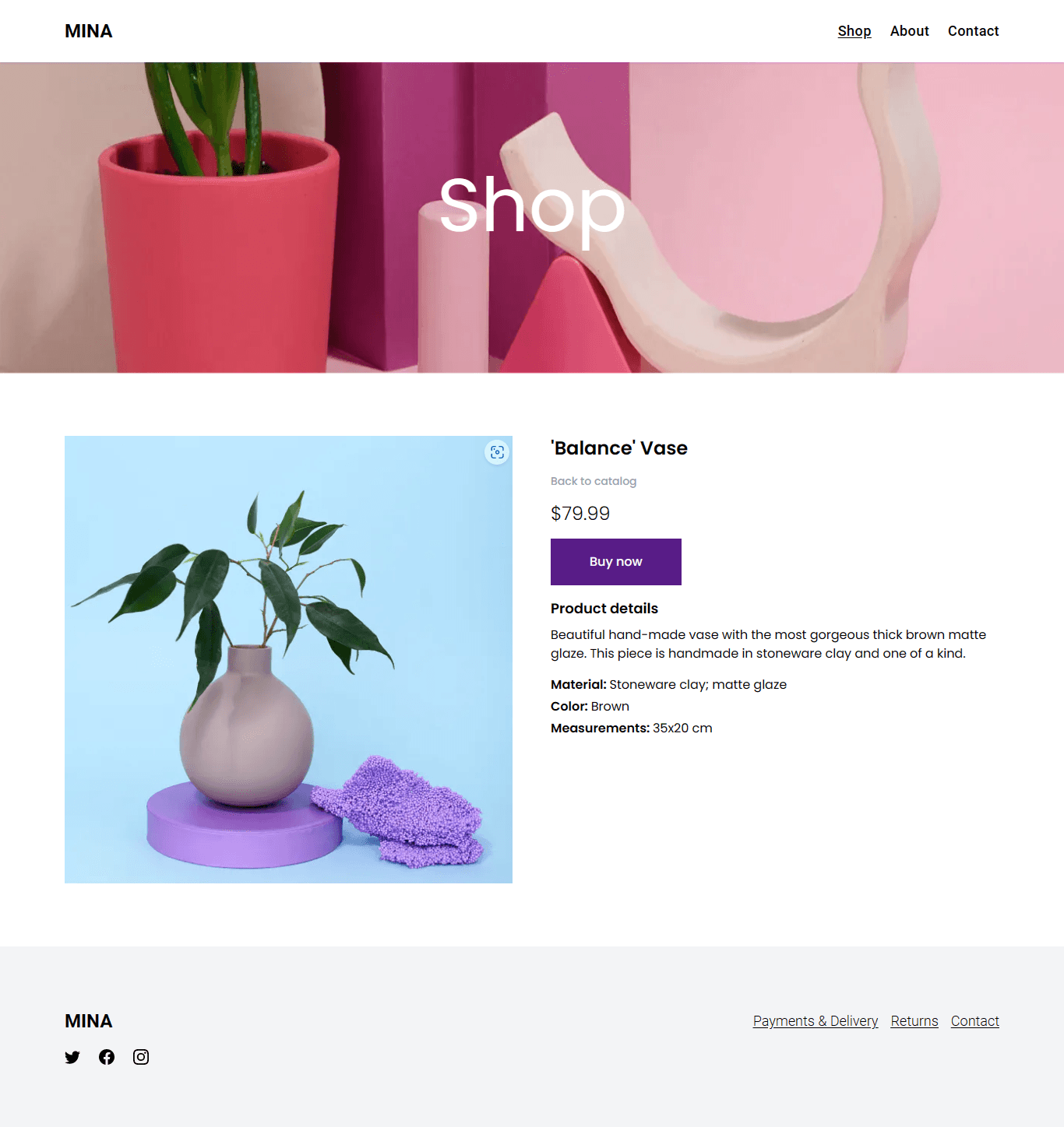 Handmade ceramics e-commerce website